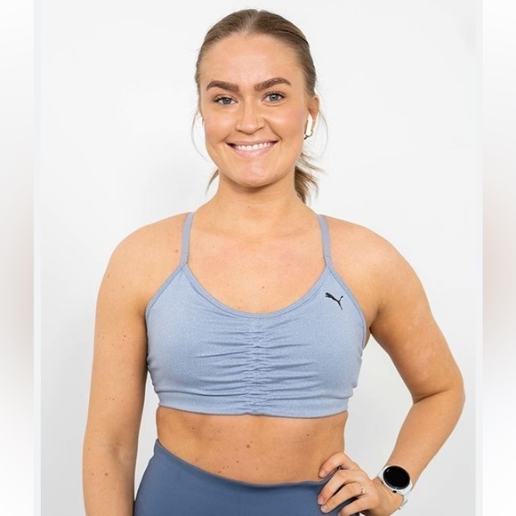 Nwt Puma Low Impact Studio Bra in Filtered Ash Heather - Picture 1 of 5